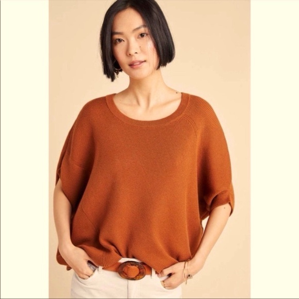 106.Anthropologie Vanessa Knit Honey Poncho Sweater